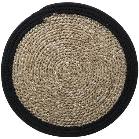 Set de Table D 38 cm Roseau et Coton Noir