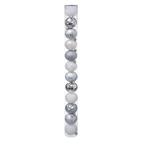 Féérie Lights & Christmas Kit de déco pour Sapin de Noël - 12 Boules - Argent et Blanc