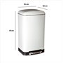 JJA 133680 Poubelle Métal Blanc 35 x 32 x 62 cm 30 L
