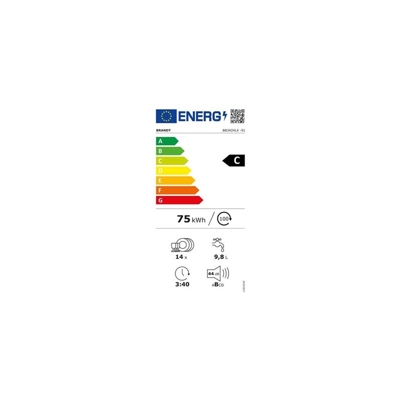 Image secondaire de Lave-vaisselle 60cm 14 Couverts 44db Intégrable Avec Bandeau - BB3424LX