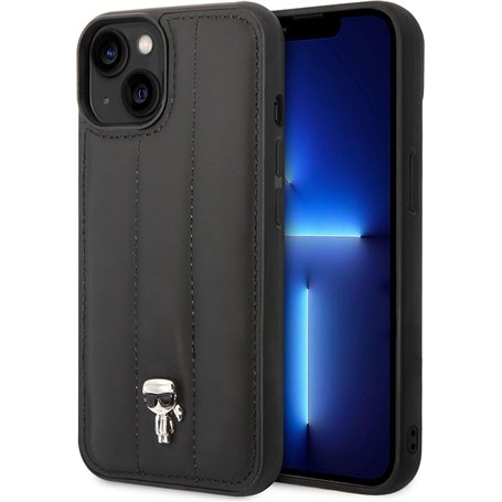 KARL LAGERFELD KLHCP14MPSQPK Coque Rigide pour iPhone 14 Plus 6,7" Noir/Black Puffy Ikonik Pin