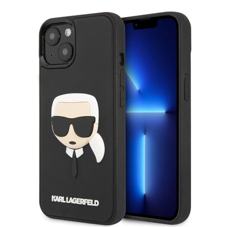 KARL LAGERFELD KLHCP14SKH3DBK Coque de Protection Rigide 3D en Caoutchouc pour iPhone 14 6,1" Noir/Noir