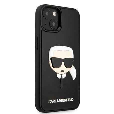 KARL LAGERFELD KLHCP14MKH3DBK Coque Rigide en Caoutchouc 3D pour iPhone 14 Plus 6,7" Noir/Noir