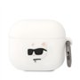 Karl Lagerfeld KLA3RUNCHH Housse pour Airpods 3 Blanc Silicone Choupette Head 3D