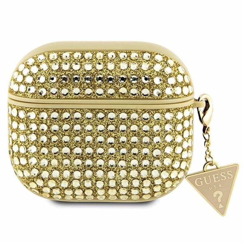Guess GUA3HDGTPD Coque pour AirPods 3 Doré Strass Triangle Charm