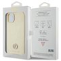 Guess GUHCP15SPS4DGPD Coque pour iPhone 15 6,1" Doré Rigide Cuir 4G Metal Logo Strass