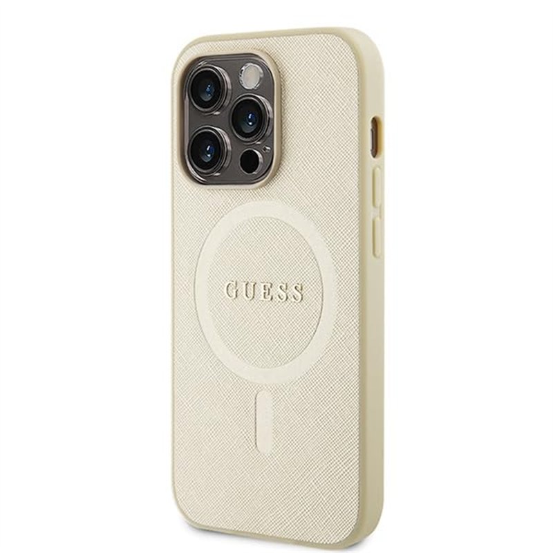 Image secondaire de Guess GUHMP15XPSAHMCB Saffiano Coque Rigide dorée pour iPhone 15 Pro Max 6,7