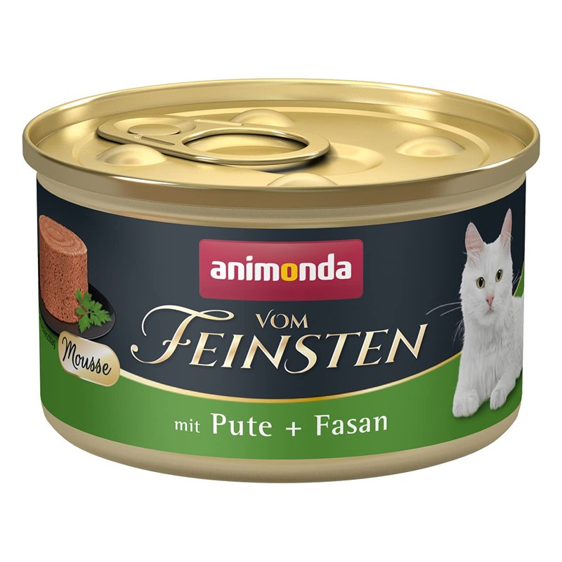 animonda vom Feinsten Mousse - Nourriture Humide pour Chat Adulte - sans Sucre - avec Dinde et Faisan - 12 x 85 cm