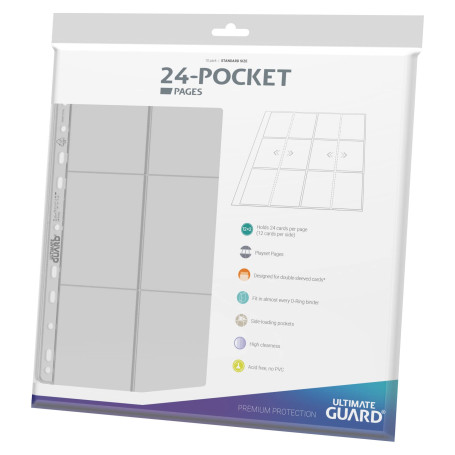 Ultimate Guard UGD011321 QuadRow Pages 24 poches latérales transparentes (10) pages de classeur double face pour cartes à collec