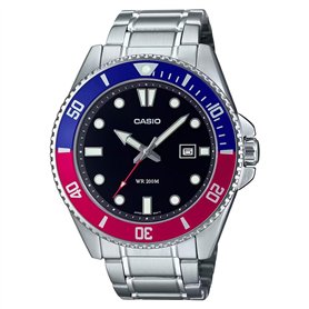 Casio MDV107D-1A3V Montre de plongée pour homme en acier inoxydable 200 m Rouge/bleu Cadran noir 3 aiguilles, noir, Sports Casio MDV107D-1A3V Montre de plongée pour homme en acier inoxydable 200 m Rouge/bleu Cadran noir 3 aiguilles, noir, Sports