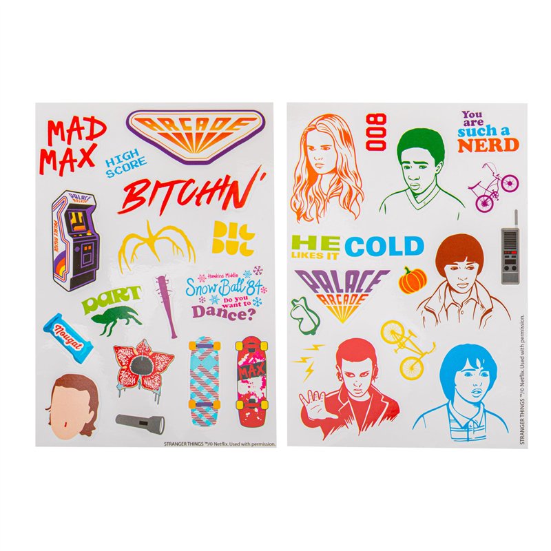 Cinereplicas Stranger Things - Autocollants Saison 2 - Set de 31 autocollants - Licence Officielle