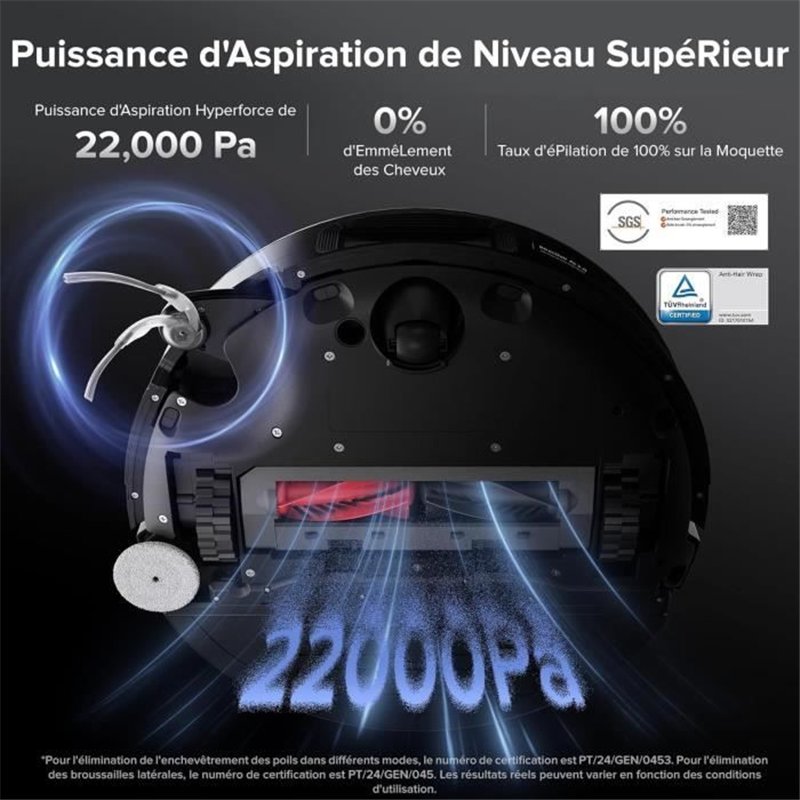 Image secondaire de ROBOROCK Saros 10 Black - Aspirateur Robot Laveur - 22,000 Pa - DuoDivide Anti-Enchevétrements - Design ultra fin - Brosse Flexi