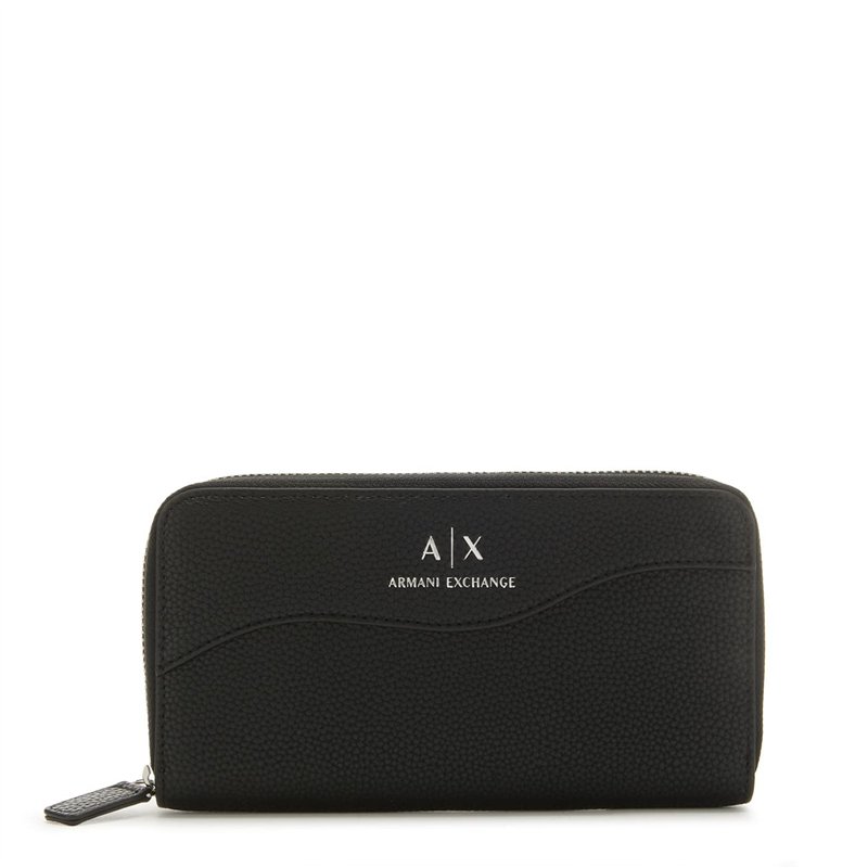 Armani Exchange Portefeuille zippé Around, bi-Pliable Femme, Noir, Einheitsgröße