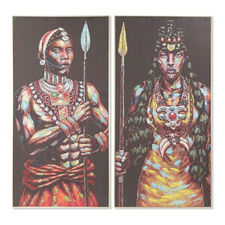 DKD Home Decor Tableau 60 x 5 x 120 cm Colonial africain (2 unités)
