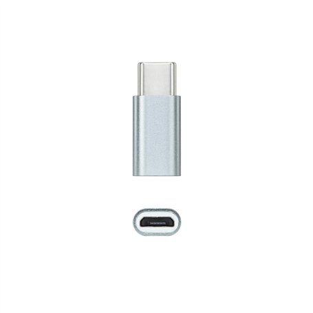Nanocable 10.02.0011 - Adaptateur USB-C vers Micro USB, USB-C/M-M-Micro B/H, Aluminium, Gris