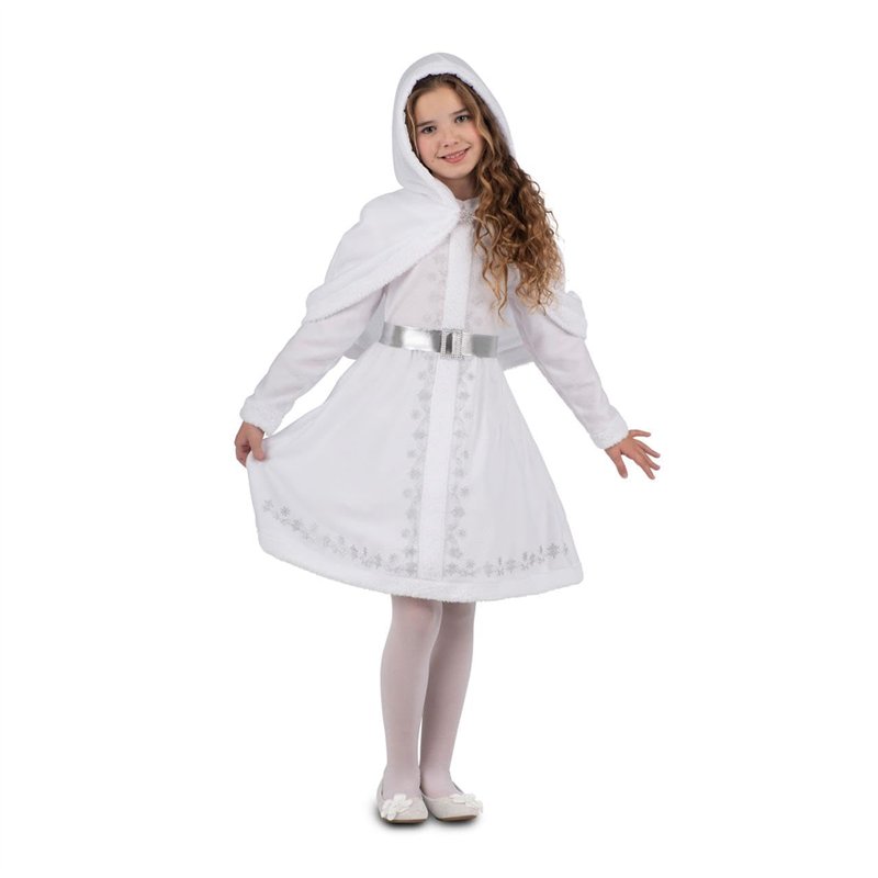 viving Déguisement de Noël mignonne blanche avec jupon et couvre-épaules avec capuche, taille 10-12 ans