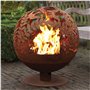 Brasero métal globe feuille aspect rouillé, pour les soirées d’ambiance Ø 58 cm
