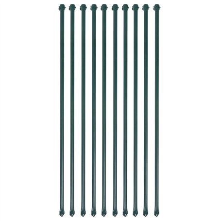 vidaXL 10x Poteau de Jardin 1m Métal Vert Support Soutien Plantes Vignes