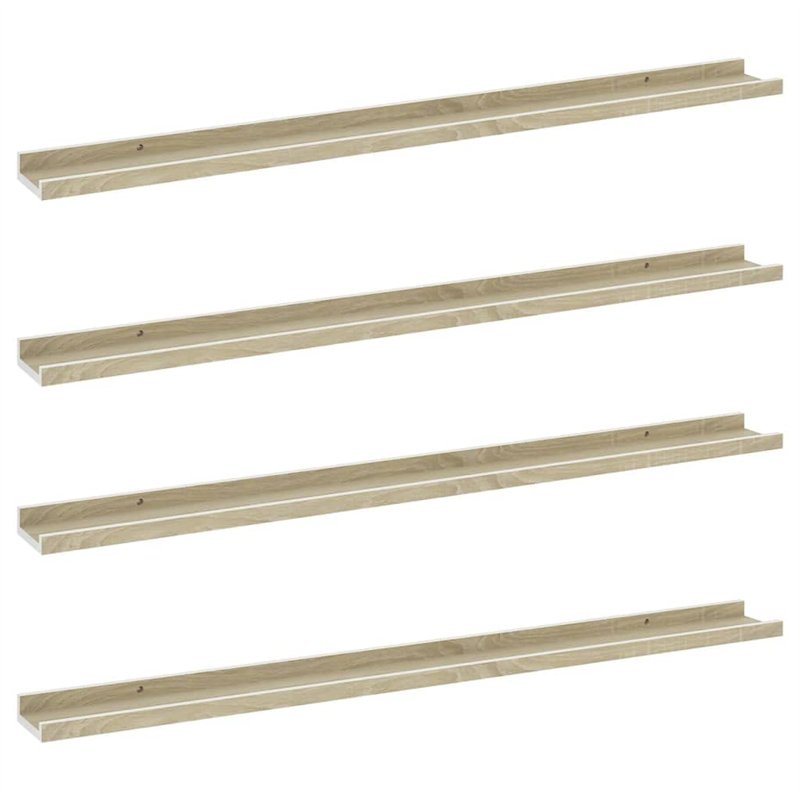 VidaXL Étagères murales 4 pcs Blanc et chêne Sonoma 100x9x3 cm