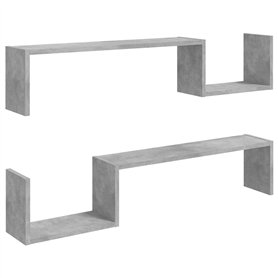 Étagères murales 2 pcs Gris béton 100x15x20 cm Aggloméré