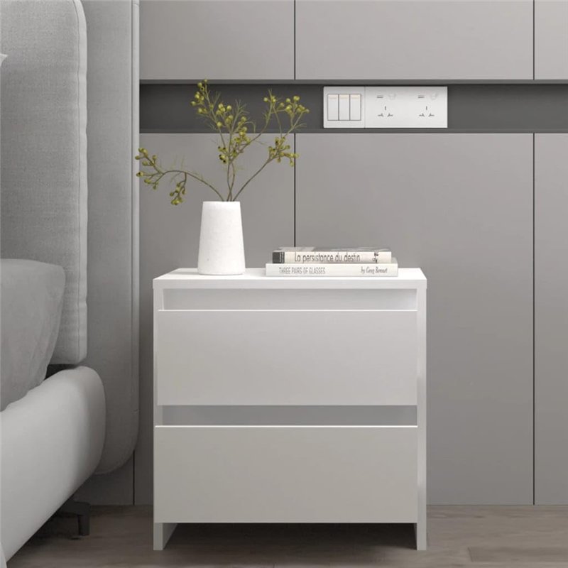 Image secondaire de vidaXL Comodino Bianco 45x34,5x44,5 cm in Legno Ingegnerizzato