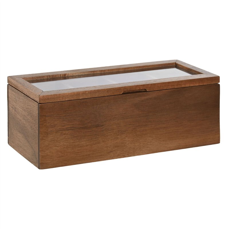 Boîte pour infusions Home ESPRIT Naturel Verre Bois d'acacia 26,5 x 9 x 9 cm