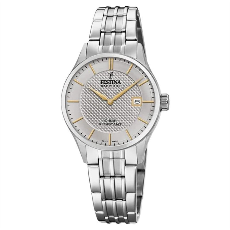 Festina Montre pour Femme F20006/2 Swiss Made Boîtier en Acier Inoxydable Gris Bracelet en Acier Inoxydable Gris