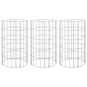 Lits surélevés circulaires en gabion 3 pièces en acier galvanisé Ø30 x 50 cm