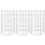 Lits surélevés circulaires en gabion 3 pièces en acier galvanisé Ø30 x 50 cm
