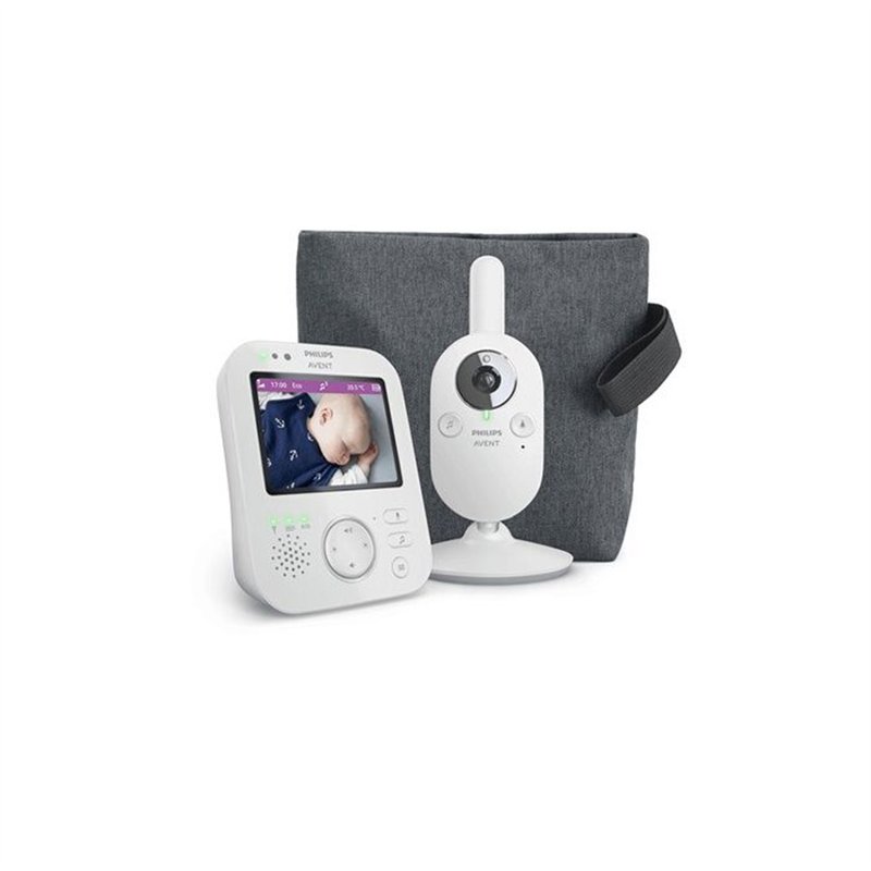 Babyphone Vidéo - Portée : 300 metres / Écran couleur de 3,5' avec zoom x 2 / Berceuses - Veilleuse -Température - Mode Éco /
