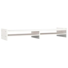 vidaXL Support moniteur en bois de pin massif Blanc 100 x 27 x 15 cm