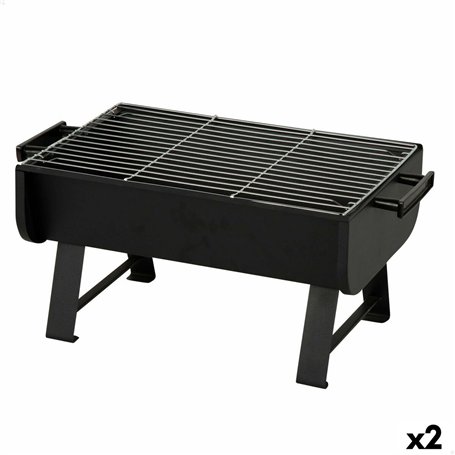 Barbecue Portable Aktive Acier 45 x 25 x 30 cm Noir (2 Unités)
