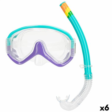 Masque de Plongée avec Tube AquaSport Turquoise (6 Unités)