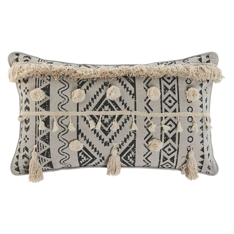 Coussin Home ESPRIT Blanc Noir Boho 50 x 8 x 30 cm