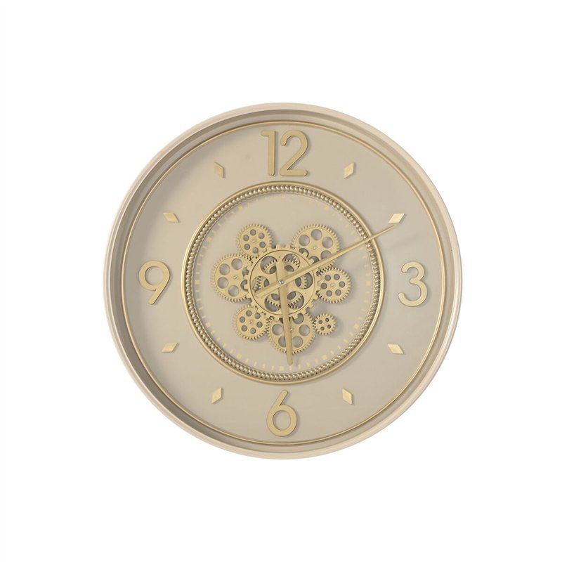 Horloge Murale Home ESPRIT Beige Doré Verre Fer 55,5 x 8,5 x 55,5 cm