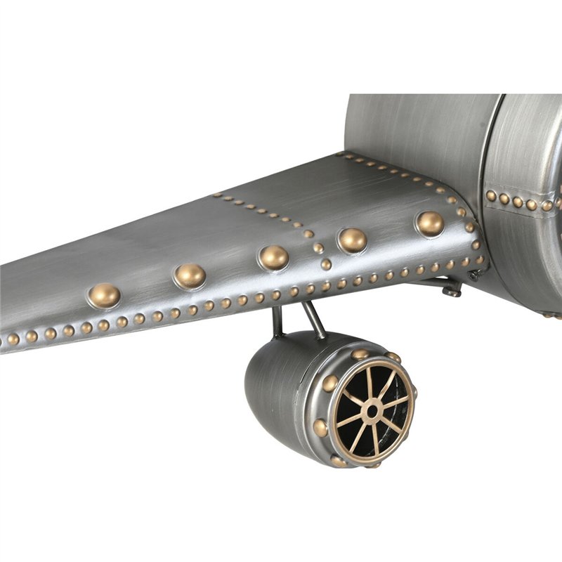 Image secondaire de Horloge Murale Home ESPRIT Doré Argenté Métal Avion Vintage 143 x 20 x 46 cm