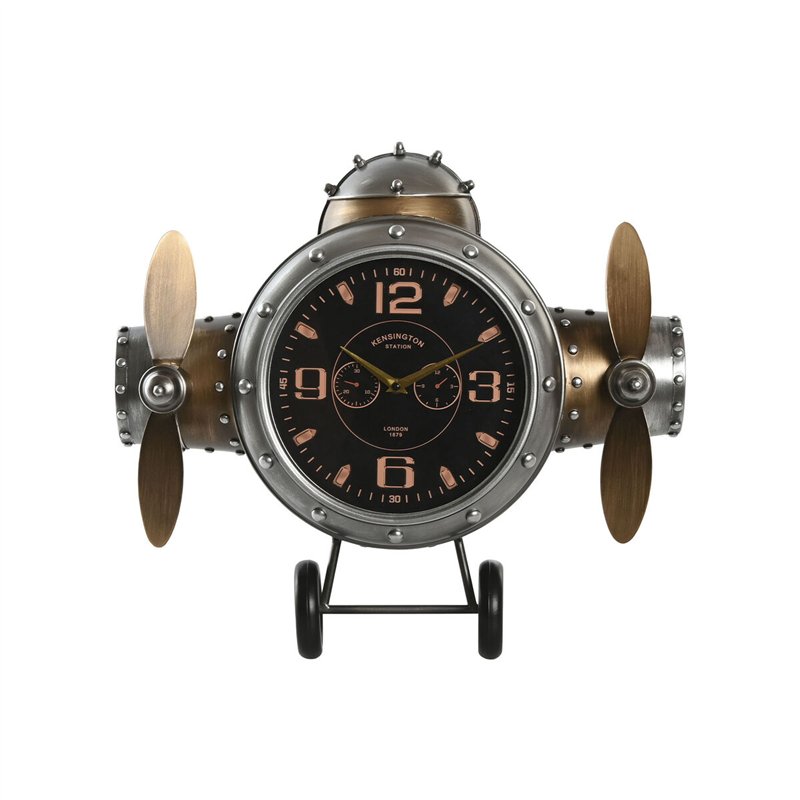 Horloge Murale Home ESPRIT Doré Argenté Métal Avion Vintage 50 x 10,5 x 49,5 cm