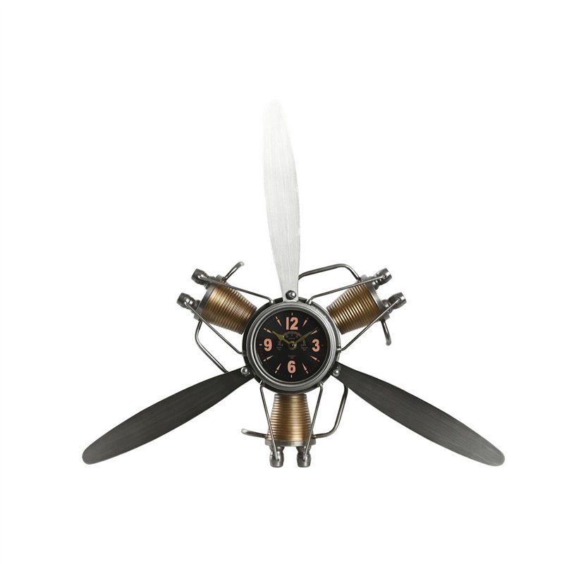 Horloge Murale Home ESPRIT Doré Argenté Métal Hélices Vintage 63 x 12 x 55 cm