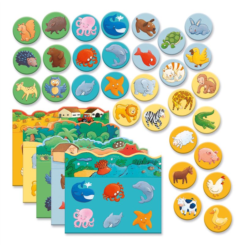 Image secondaire de DJECO Loto des Animaux - Dès 2 Ans - Jeu d'Association d'Image : Replacer les Animaux dans leur Milieu Naturel ! Apprentissage L