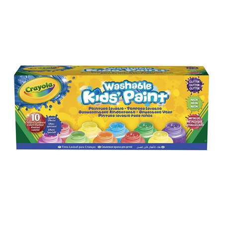 CRAYOLA 10 Gouaches lavables Effets spéciaux : Neon