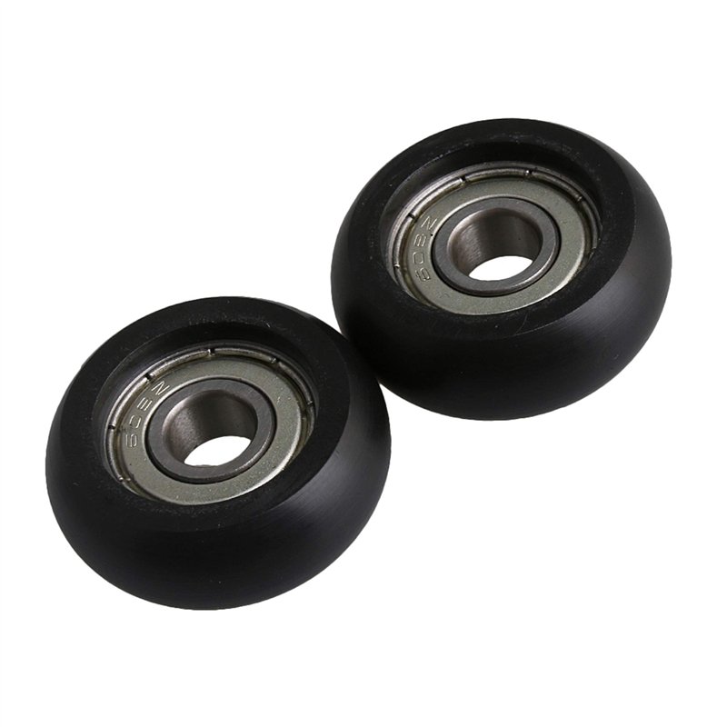 Image secondaire de BQLZR 8 x 32 x 12 mm Noir Plastique Roulement en acier à roulement à billes Guide Poulie Rouleau ronde de roue jusqu'à 191 kg po