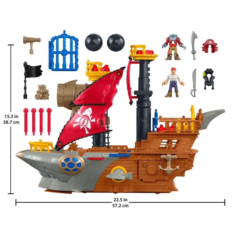 Image secondaire de Fisher-Price Imaginext Coffret Bateau Pirate-Requin, jouet pour tout petit avec figurines et accessoires pour jeu de rôle pour l