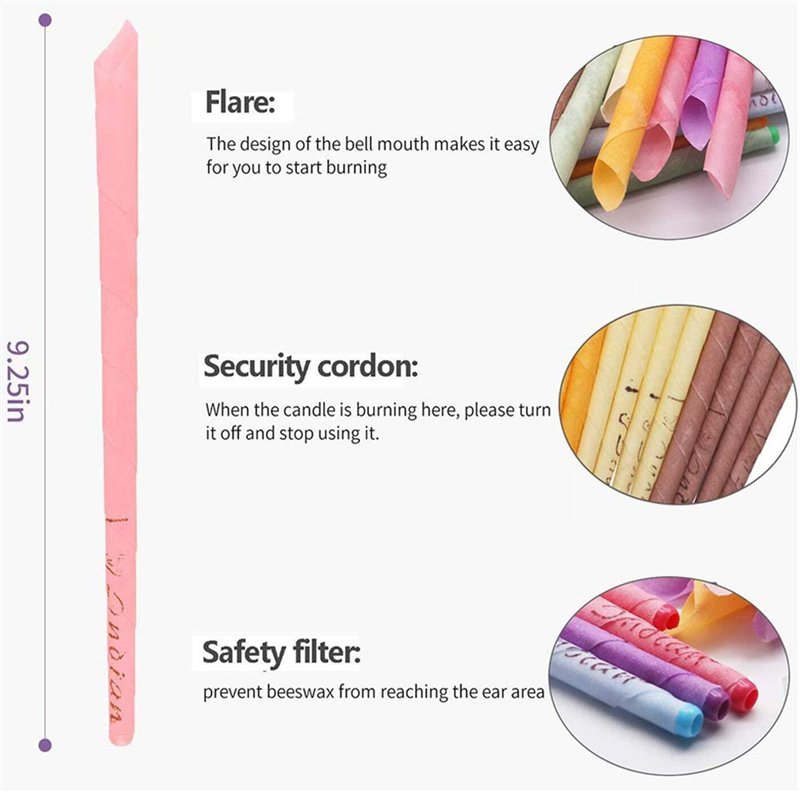 Image secondaire de 40 pièces toutes les bougies d'oreille naturelles cônes de bougie en cire d'abeille (10 couleurs),parfumées，Bougie Auriculaire B