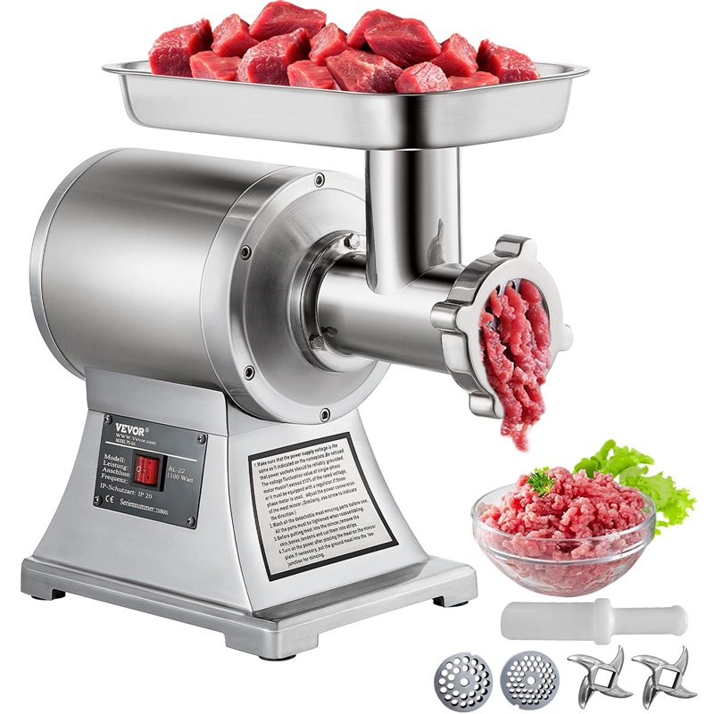 VEVOR Hachoir à Viande Électrique 850W Hachoir à Viande Hachée Machine à Viande 150kg par heure Machine à Saucisse Électrique 44