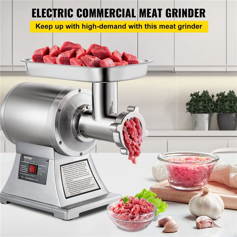 Image secondaire de VEVOR Hachoir à Viande Électrique 850W Hachoir à Viande Hachée Machine à Viande 150kg par heure Machine à Saucisse Électrique 44