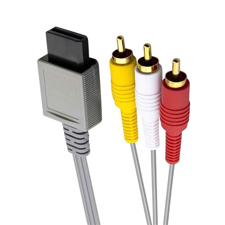 Link-e : Cable Audio Video RCA avec Connecteurs Plaqués Or Compatible avec la Console Nintendo Wii et Wii-U