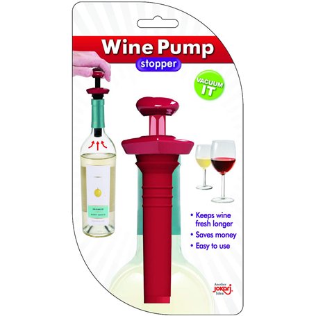 Jokari 06001 - Pompe à vin - Bouchon de bouteille - Élimine l'air - Crée le vide - Garde le vin frais plus longtemps - Bordeaux