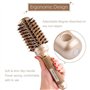 Brosse à Cheveux Ronde Brosse à Sécher Ionic Poils de Sanglier Anti-statique Brosse Ronde pour Sécher, Boucler et Lisser les Che