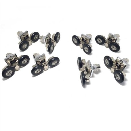 Lot de 8 roulettes pour porte de douche simple/glissières/roues/poulies Diamètre 25 mm Pièces de rechange en alliage de zinc