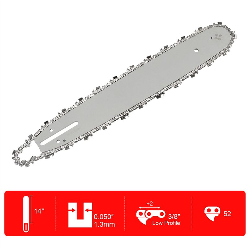 Image secondaire de Longueur de Guide-chaîne 35 cm avec 4 Chaînes de Tronçonneuses, 52 Maillons/Entraineurs, Pas de 3/8